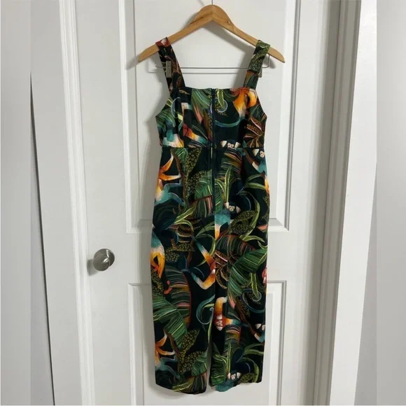 Anthropologie Farm Rio Monkeys Cropped Tropical Fauna Jumpsuit - Picture 1 of 3